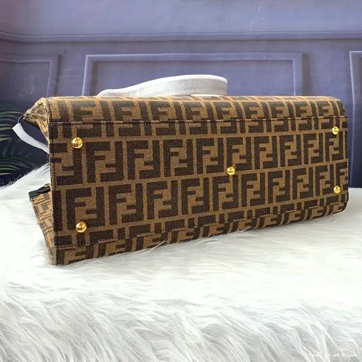 Affordable In Motif Black Medium Coffee Fabric X-Tote Peekaboo Fendi FF 0417